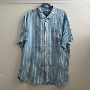 XXL, 32 Bar Blues, Striped, Linen, Short Sleeve Shirt